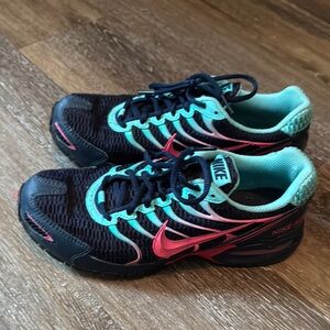 Nike Navy Blue and Teal Sneakers with Pink Highlights